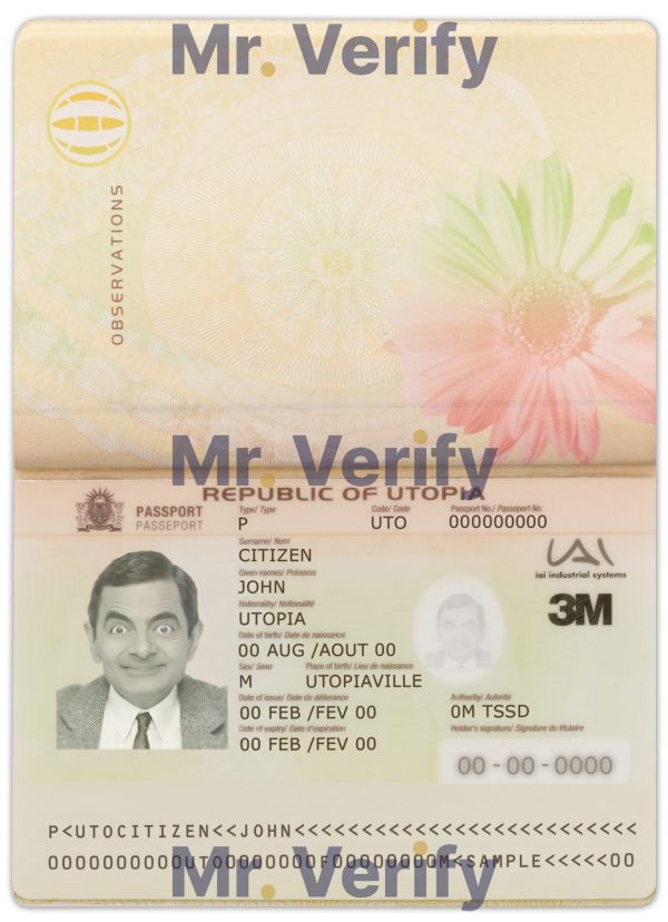 Fake Utopia Passport PSD Template