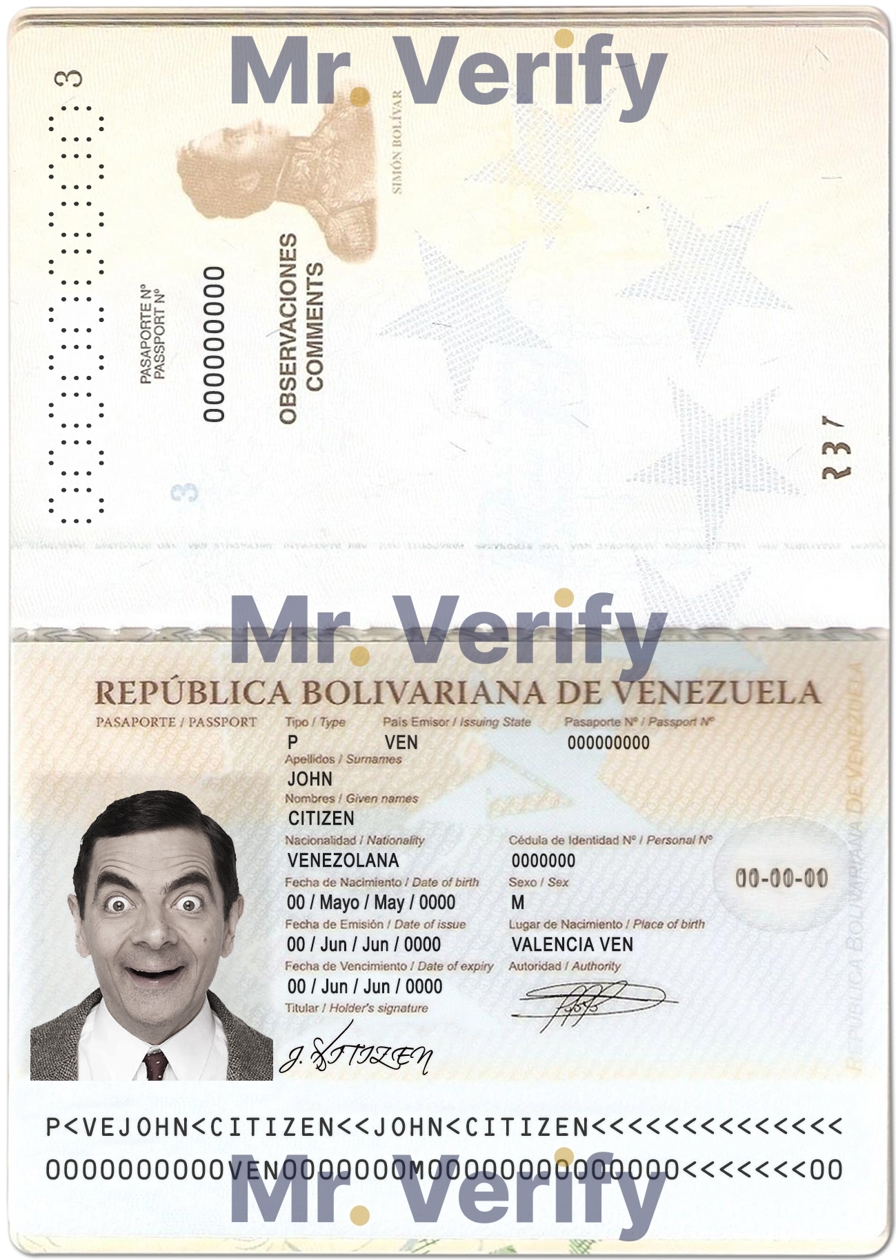 Fake Venezuela Passport PSD Template