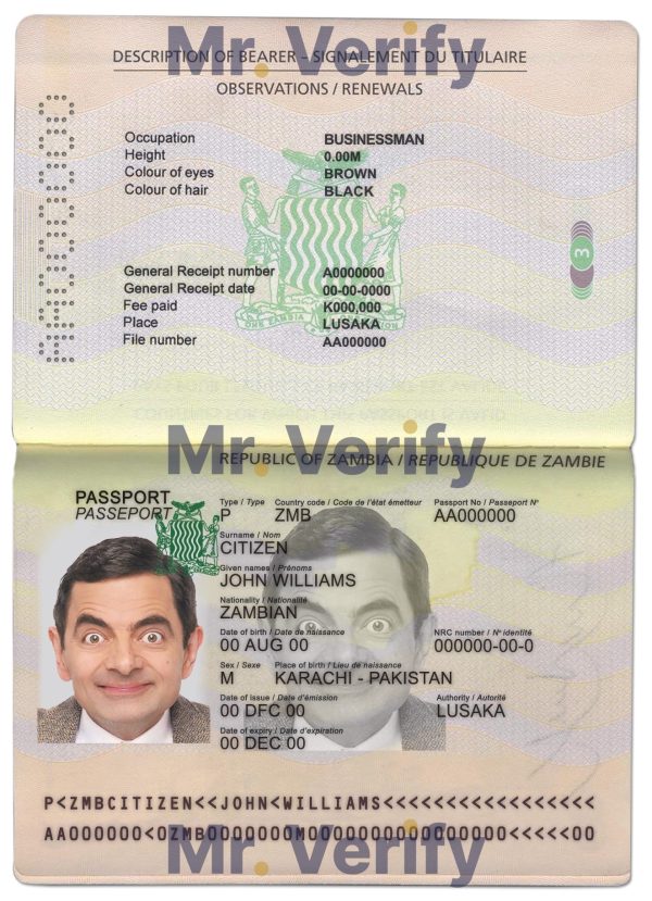 Authentic Zambia PSD Passport Template 600x829 - Cart