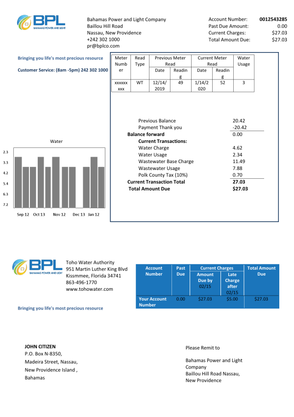 Australia NSW Bankstown City Council utility bill Word and PDF template