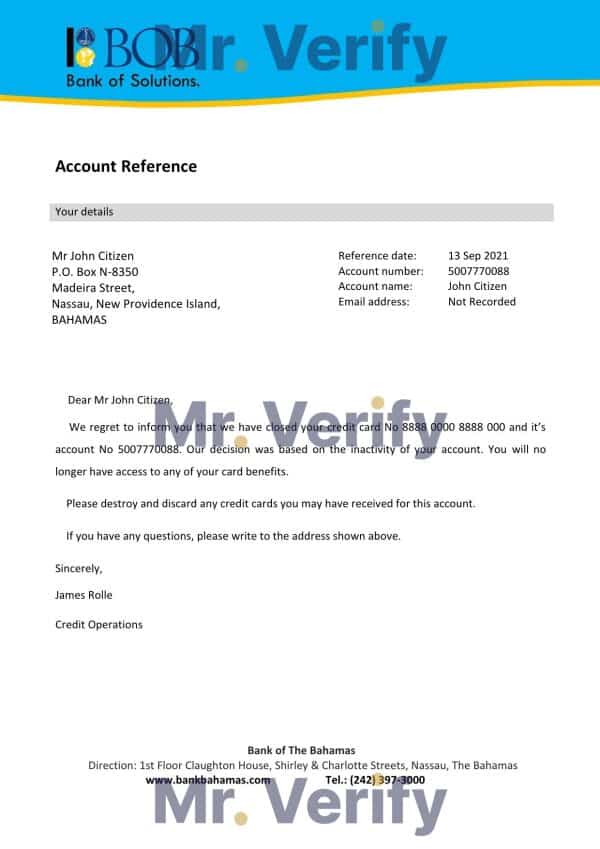 Download The Bahamas Bank of The Bahamas Bank Reference Letter Templates | Editable Word