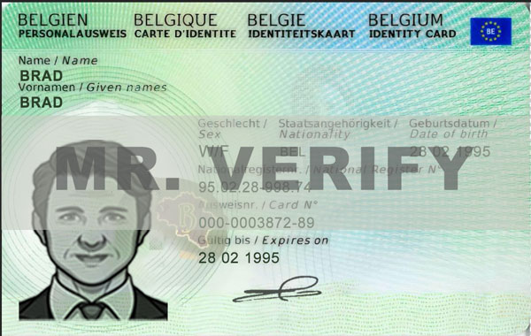 Belgium id card front template - Belgium ID template in PSD format, fully editable