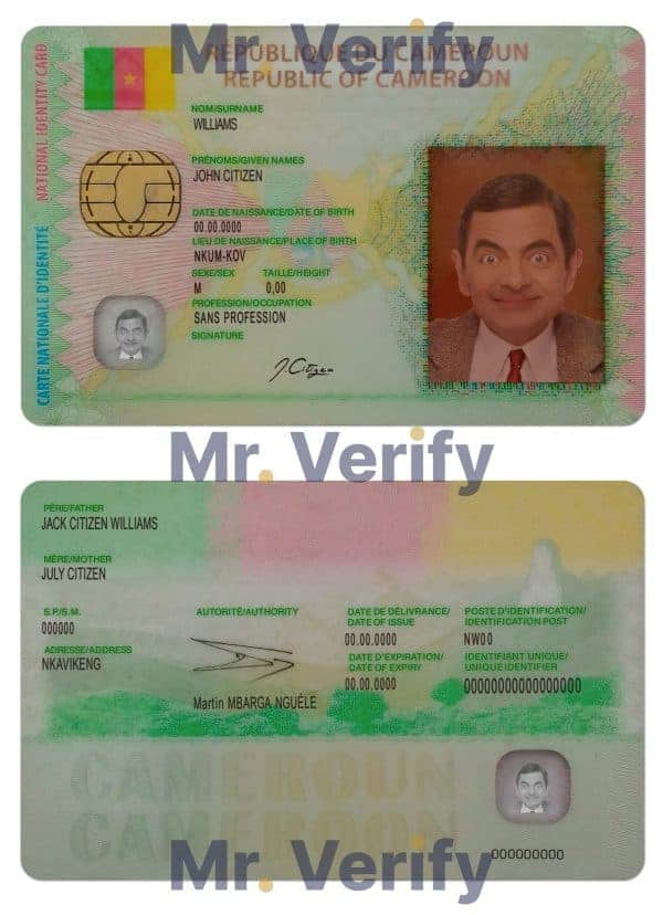Cameroon ID card PSD template, with fonts