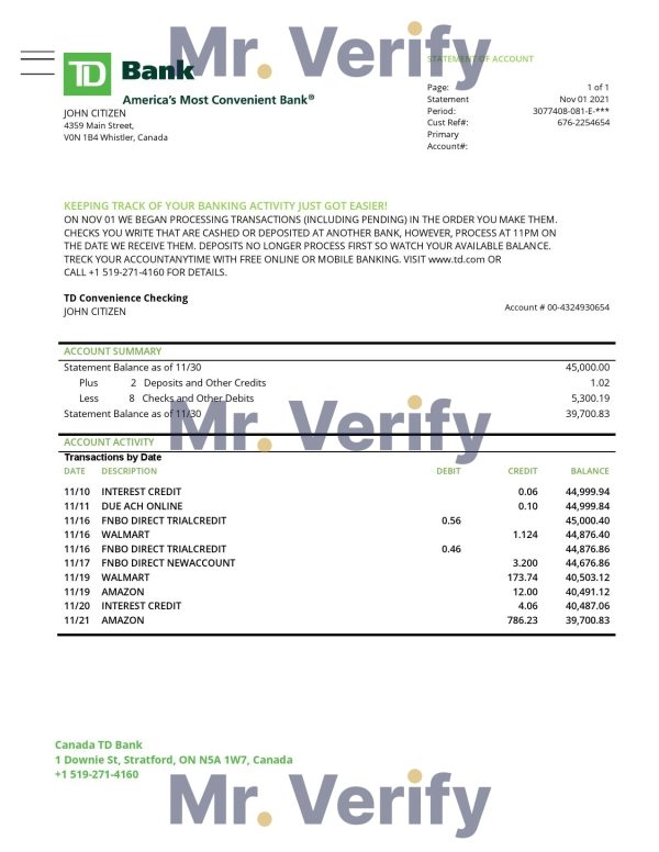 USA Wells Fargo bank statement Word and PDF template, version 2