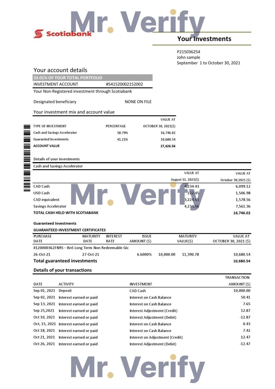 Chile Scotiabank bank statement easy to fill template in Excel and PDF format