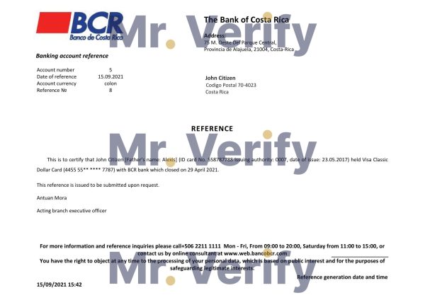 Download Costa Rica Bank Reference Letter Templates | Editable Word