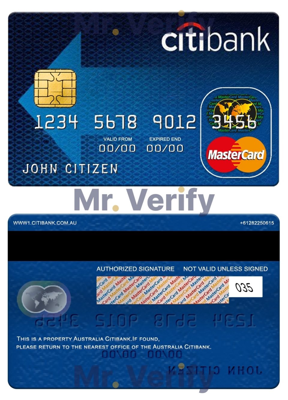 Editable Australia Citibank mastercard Templates in PSD Format