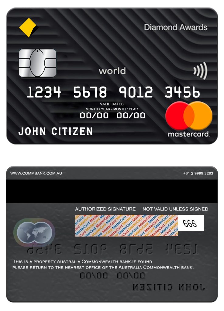 Editable Australia Commonwealth bank mastercard Templates in PSD Format