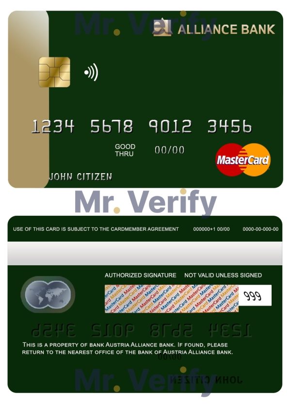 Editable Austria Alliance bank mastercard Templates in PSD Format 600x833 - Cart