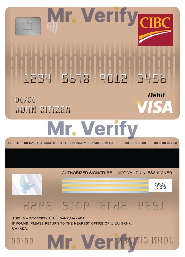 Editable Canada CIBC bank visa card debit card Templates in PSD Format 600x833 - Cart