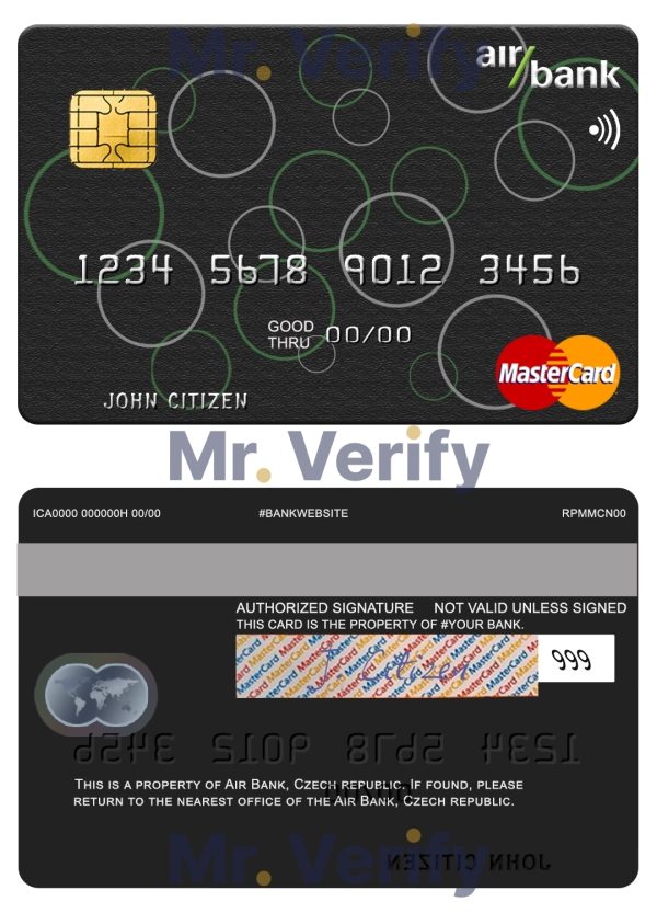 Editable Czech Air Bank mastercard Templates in PSD Format 600x833 - Cart