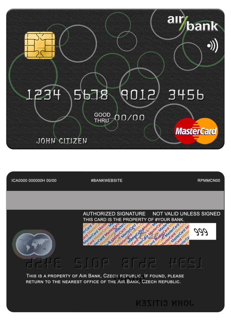 Editable Czech Air Bank mastercard Templates in PSD Format