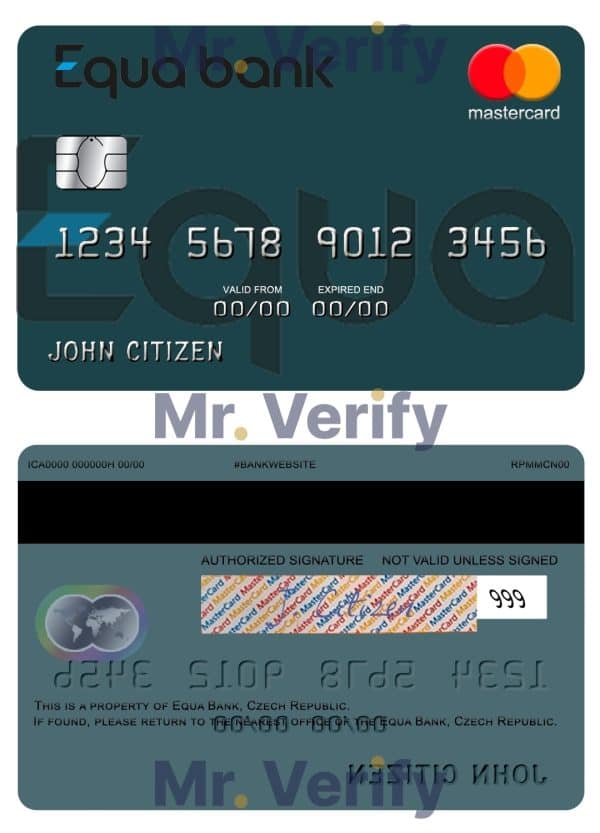 Editable Czech Equa Bank mastercard Templates in PSD Format