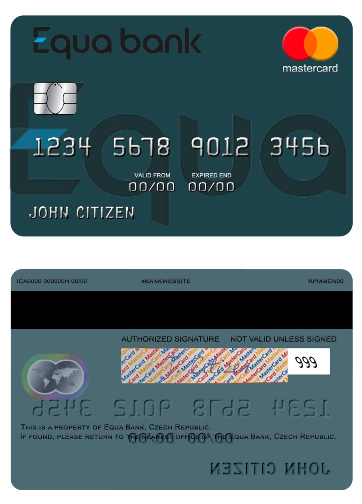 Editable Czech Equa Bank mastercard Templates in PSD Format