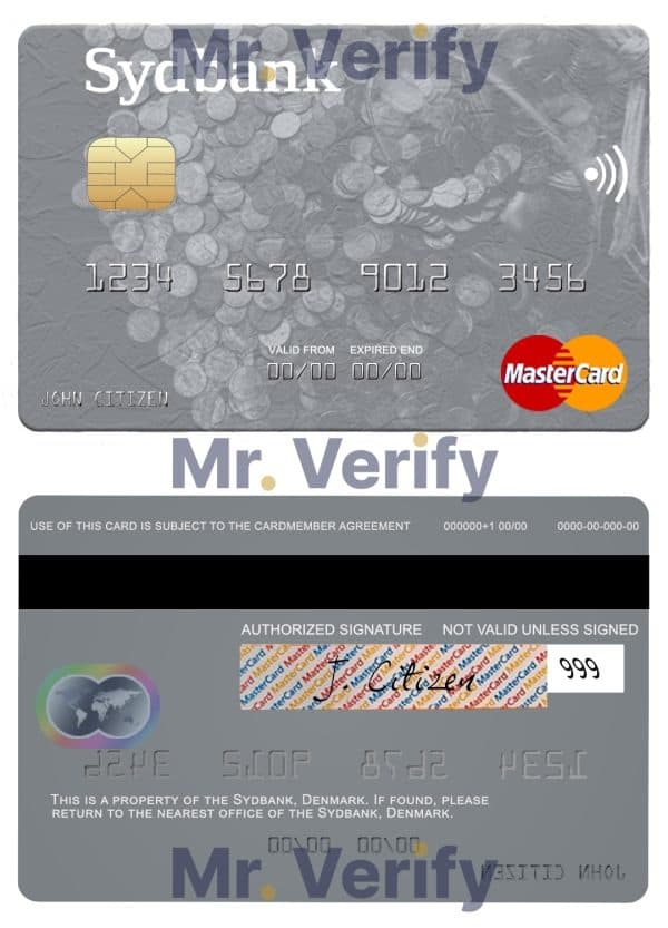 Editable Denmark Sydbank mastercard Templates in PSD Format