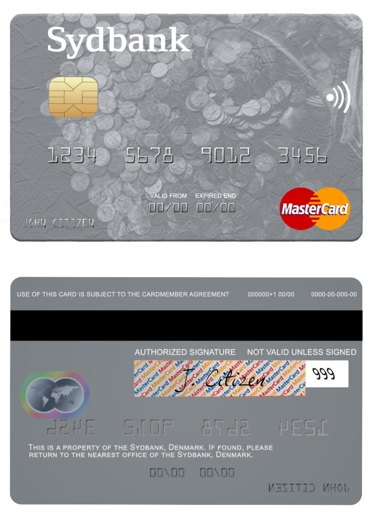 Editable Denmark Sydbank mastercard Templates in PSD Format