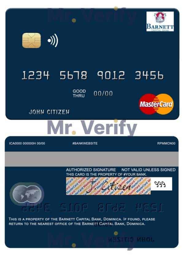 Editable Dominica Barnett Capital Bank mastercard Templates in PSD Format