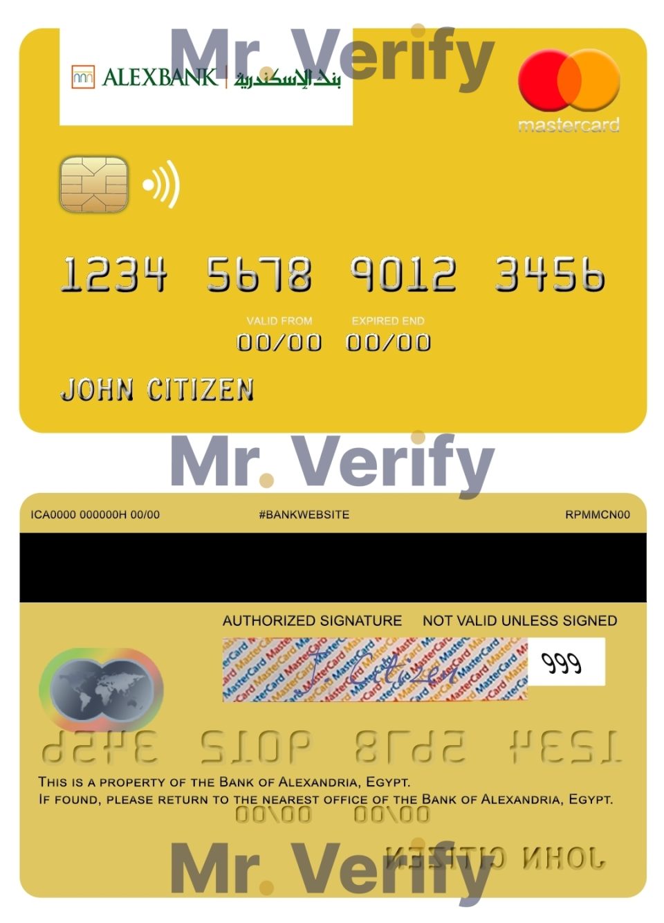 Editable Egypt Bank of Alexandria mastercard Templates in PSD Format