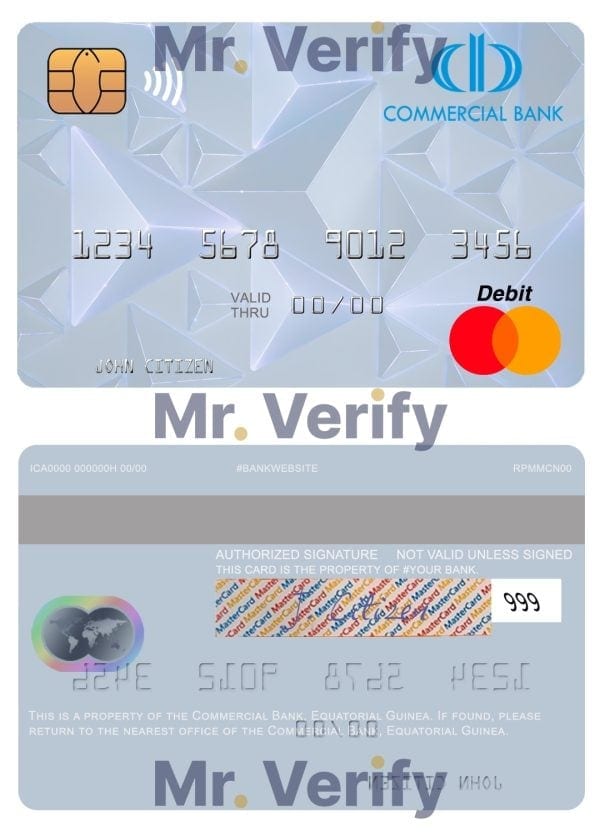Editable Equatorial Guinea Commerical bank Guinee Equatoriale mastercard Templates in PSD Format