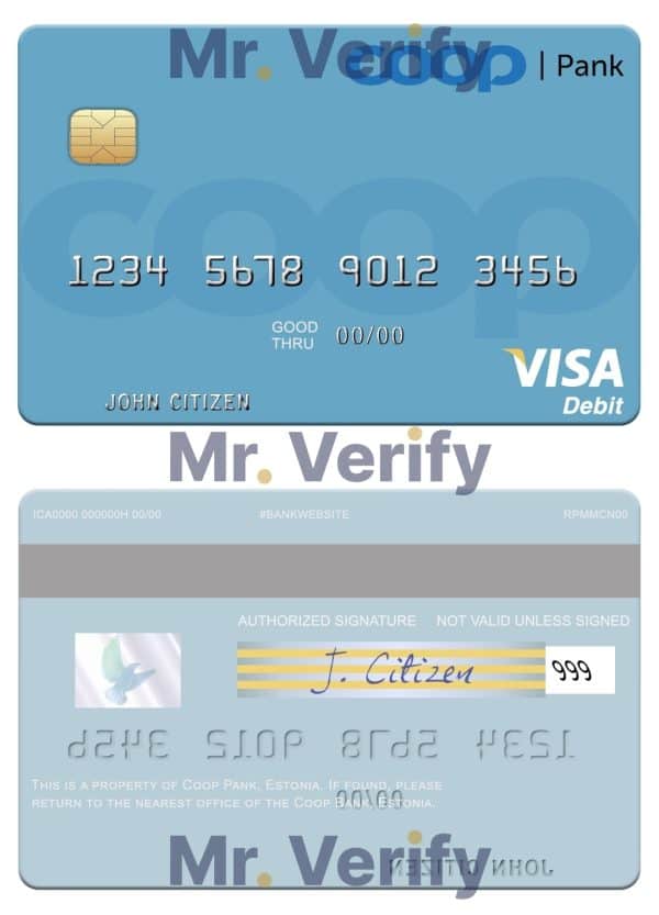 Editable Estonia Coop Pank visa debit credit card Templates in PSD Format