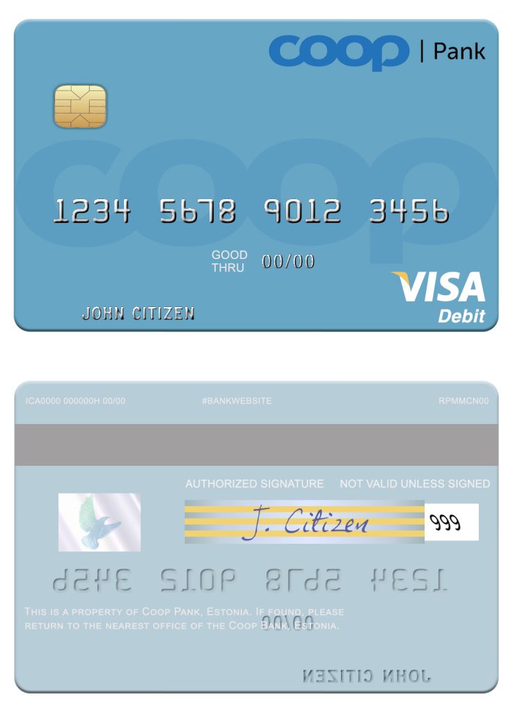 Editable Estonia Coop Pank visa debit credit card Templates in PSD Format