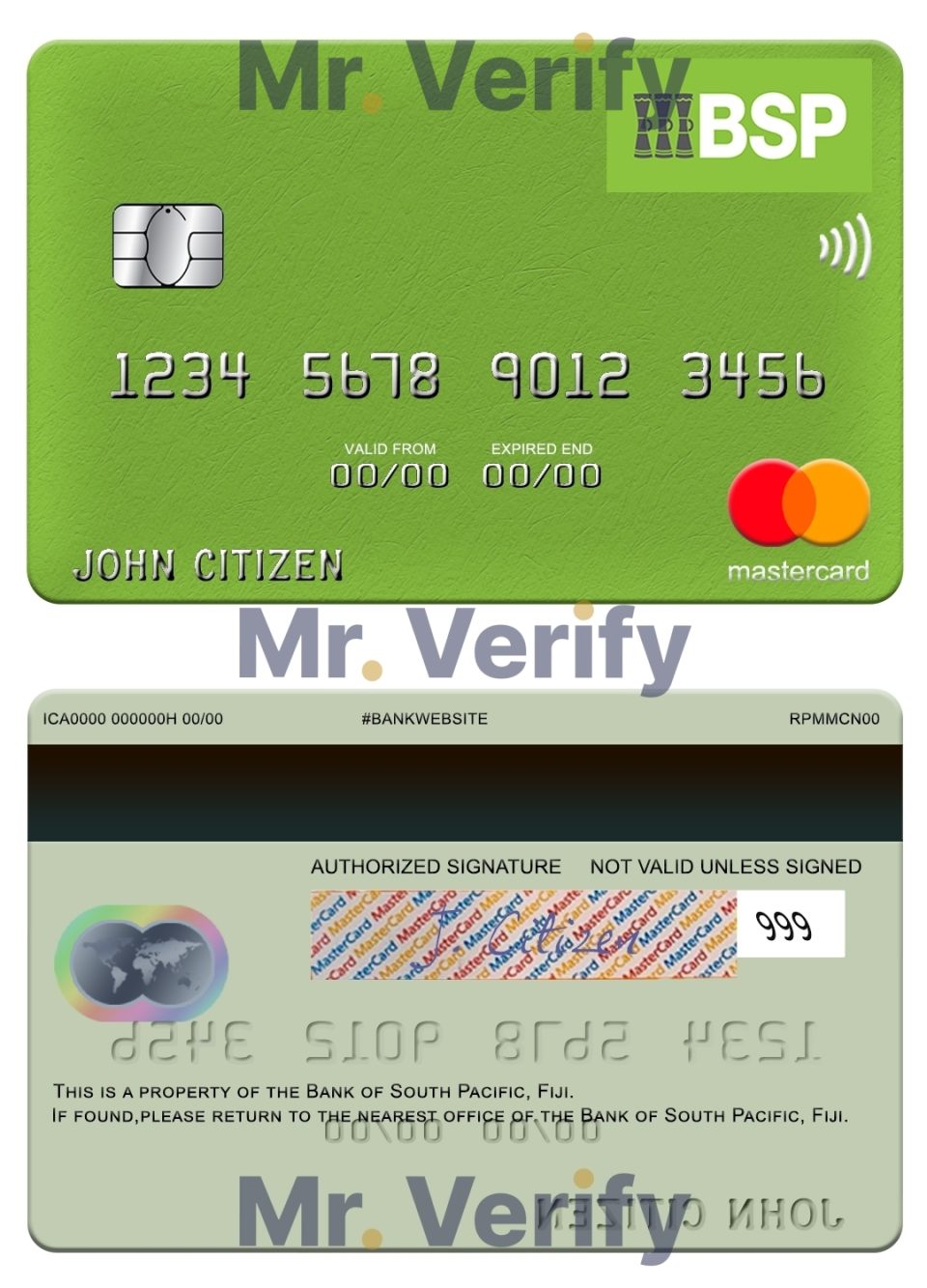 Editable Fiji Bank of South Pacific mastercard credit card Templates in PSD Format