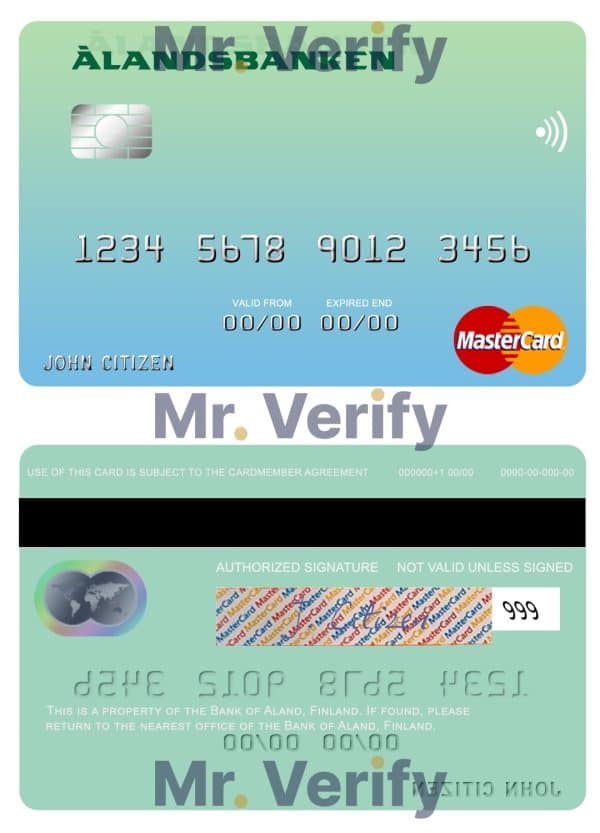 Editable Finland Bank of Aland mastercard credit card Templates in PSD Format