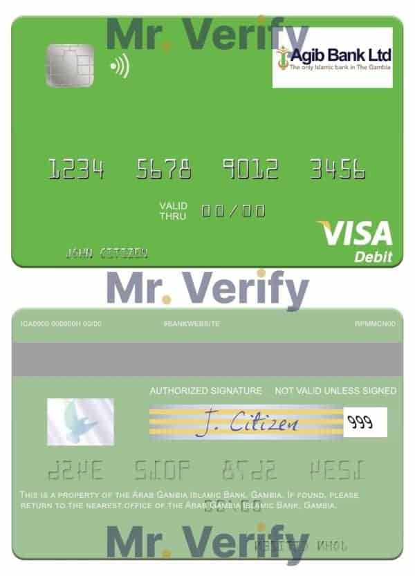 Editable Gambia Arab Gambia Islamic Bank visa debit card Templates in PSD Format