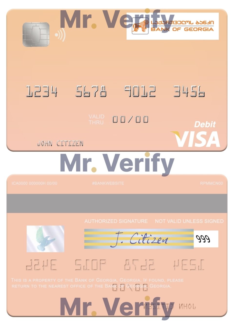 Editable Georgia Bank of Georgia visa debit card Templates in PSD Format