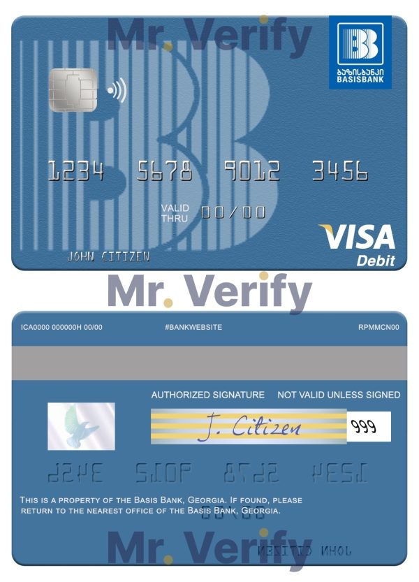 Editable Georgia Basis Bank visa debit card Templates in PSD Format