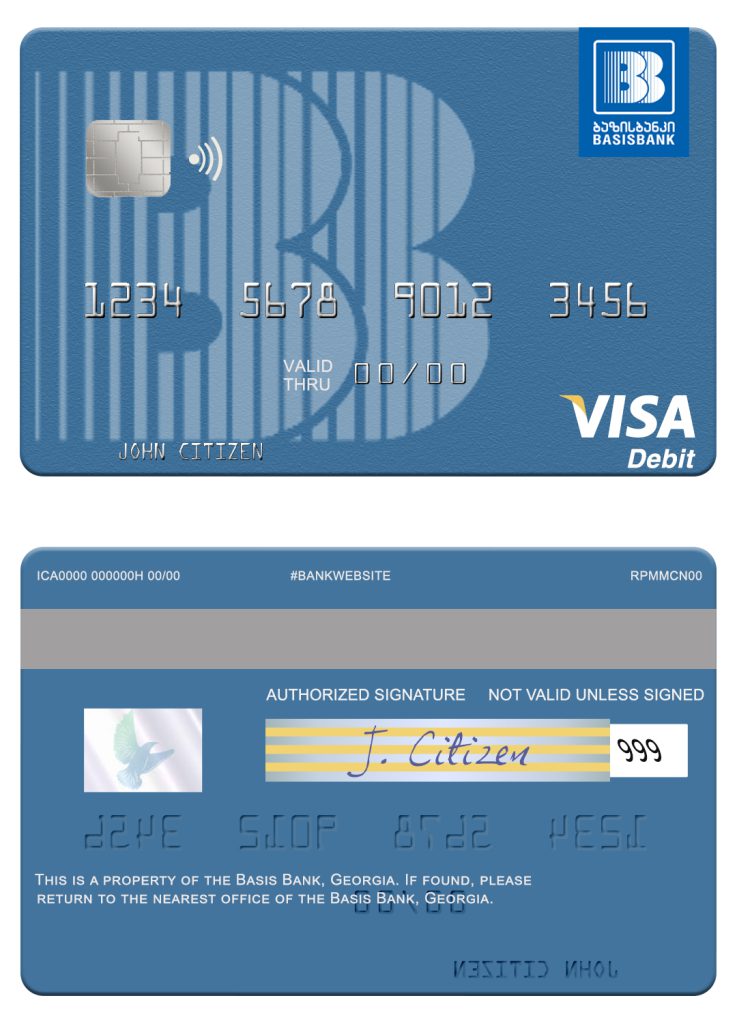 Editable Georgia Basis Bank visa debit card Templates in PSD Format