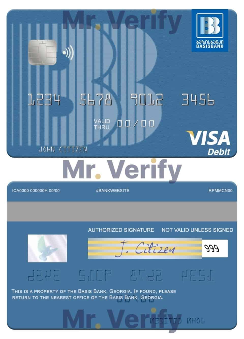 Editable Georgia Basis Bank visa debit card Templates in PSD Format