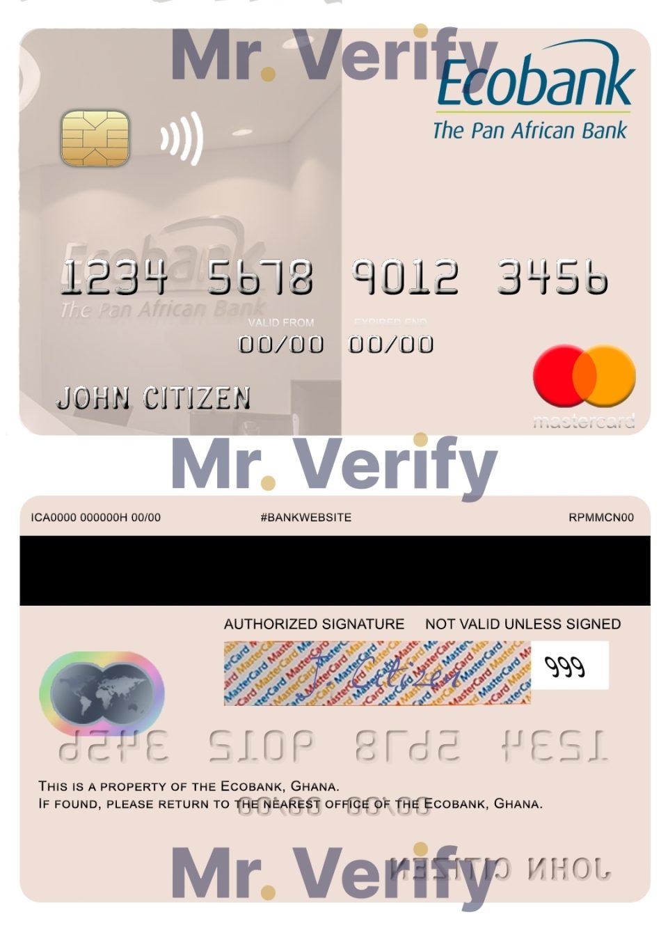 Editable Ghana Ecobank Ghana mastercard Templates in PSD Format
