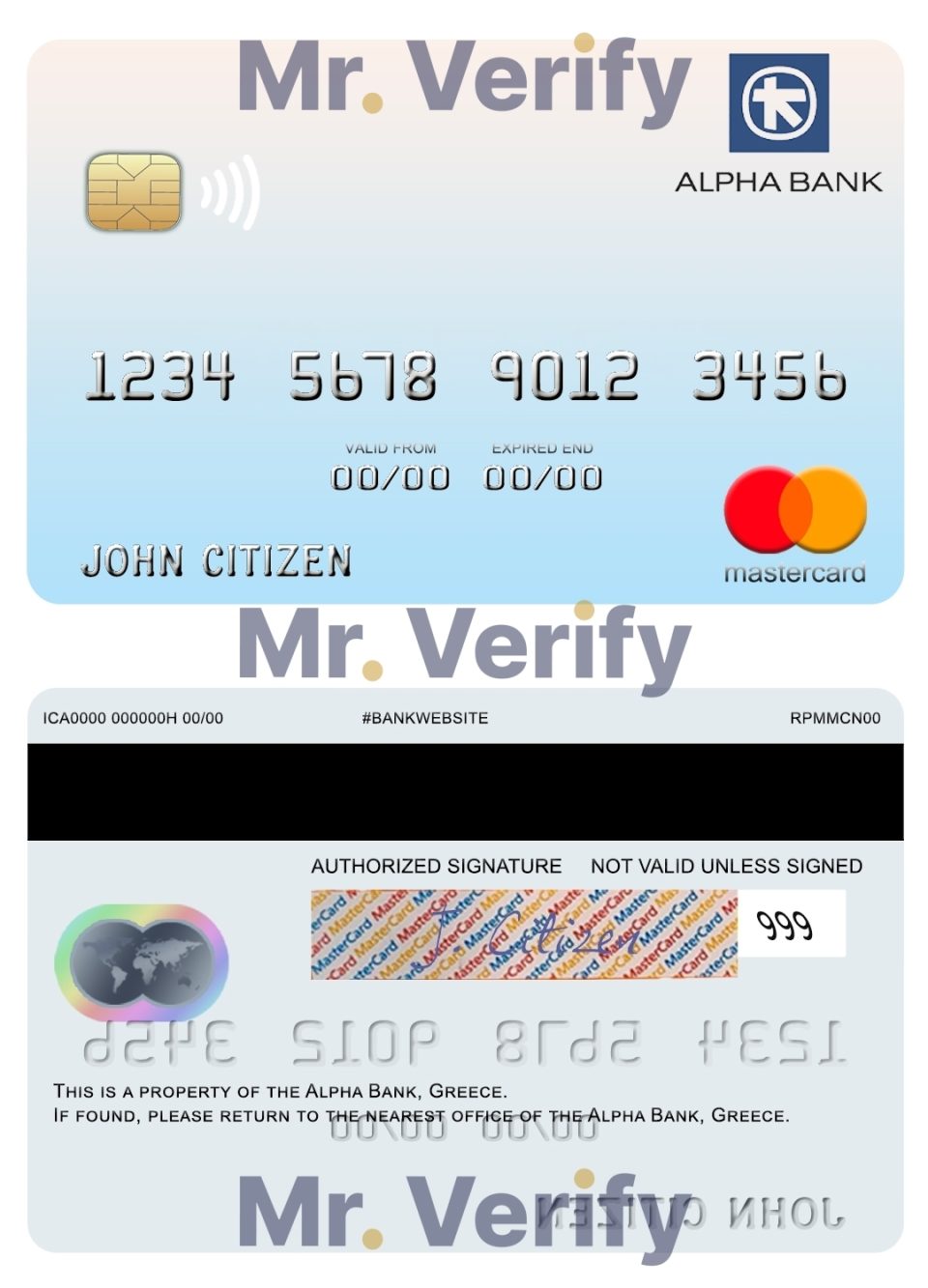 Editable Greece Alpha Bank mastercard Templates in PSD Format