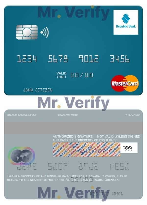 Editable Grenada Republic Bank mastercard Templates in PSD Format