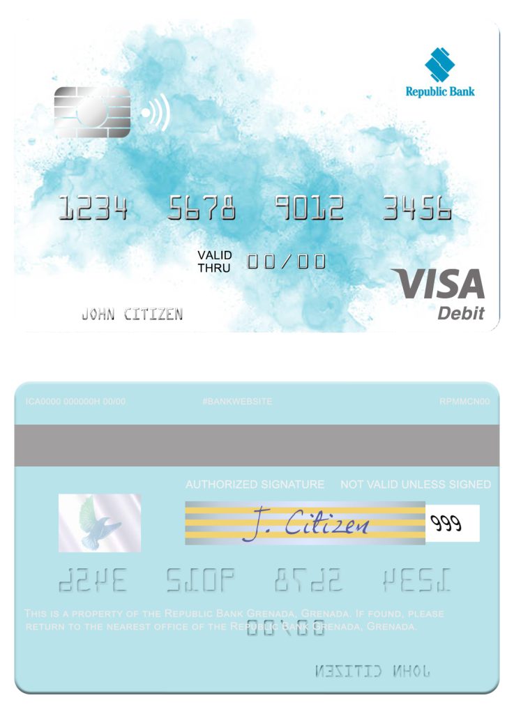 Editable Grenada Republic Bank visa card Templates in PSD Format