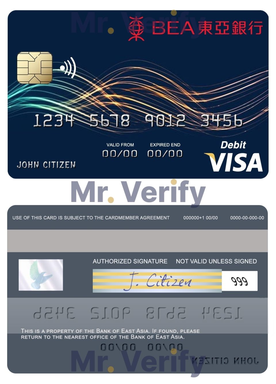Editable Hong Kong Bank of East Asia visa card Templates in PSD Format