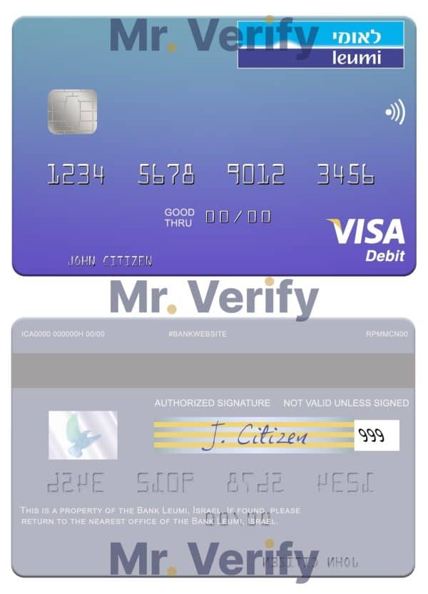 Editable Israel Bank Leumi visa card Templates in PSD Format