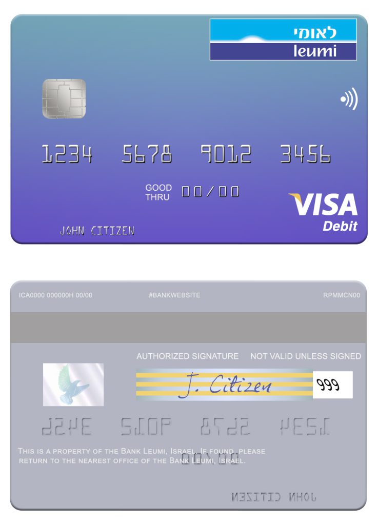 Editable Israel Bank Leumi visa card Templates in PSD Format