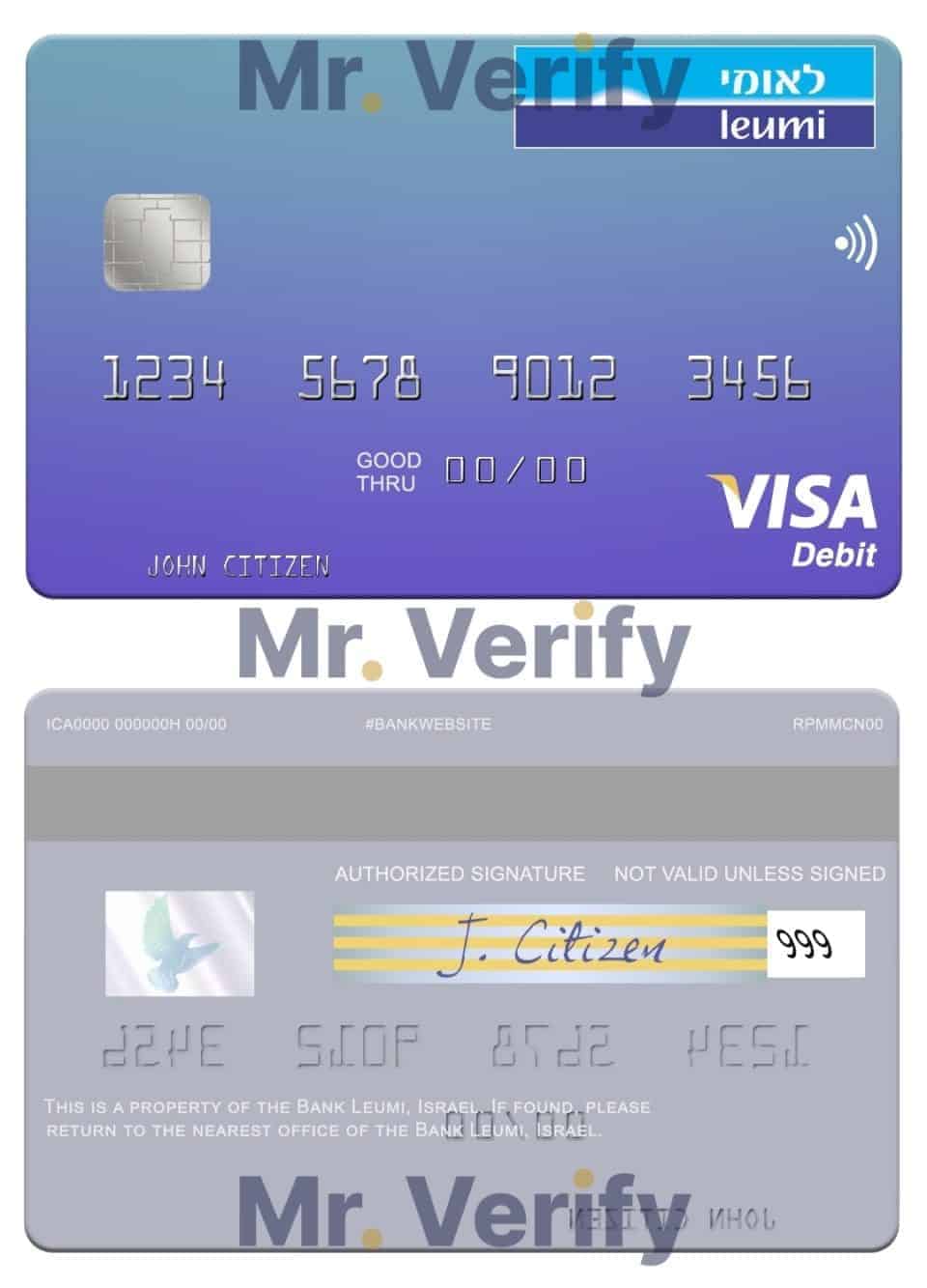 Editable Israel Bank Leumi visa card Templates in PSD Format