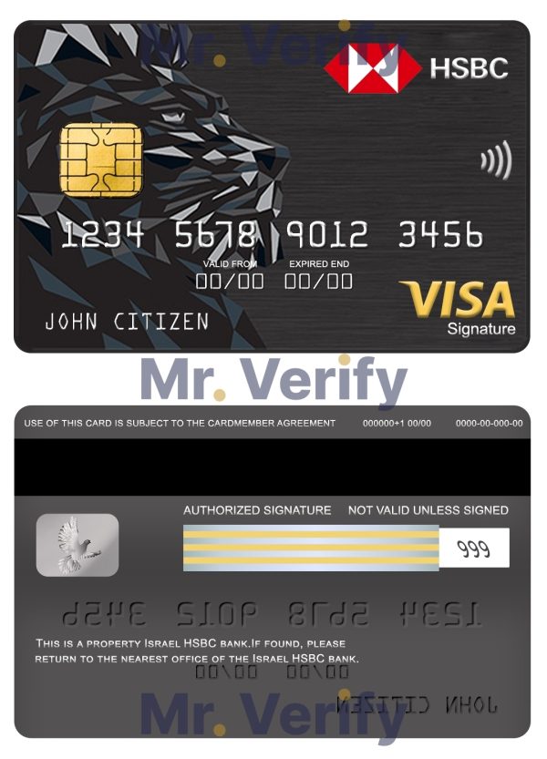 Editable Israel HSBC bank visa signature card Templates in PSD Format 600x833 - Cart