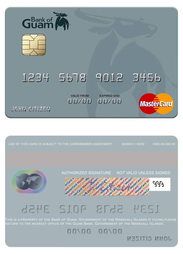 Editable Nauru Bank of Nauru mastercard Templates in PSD Format