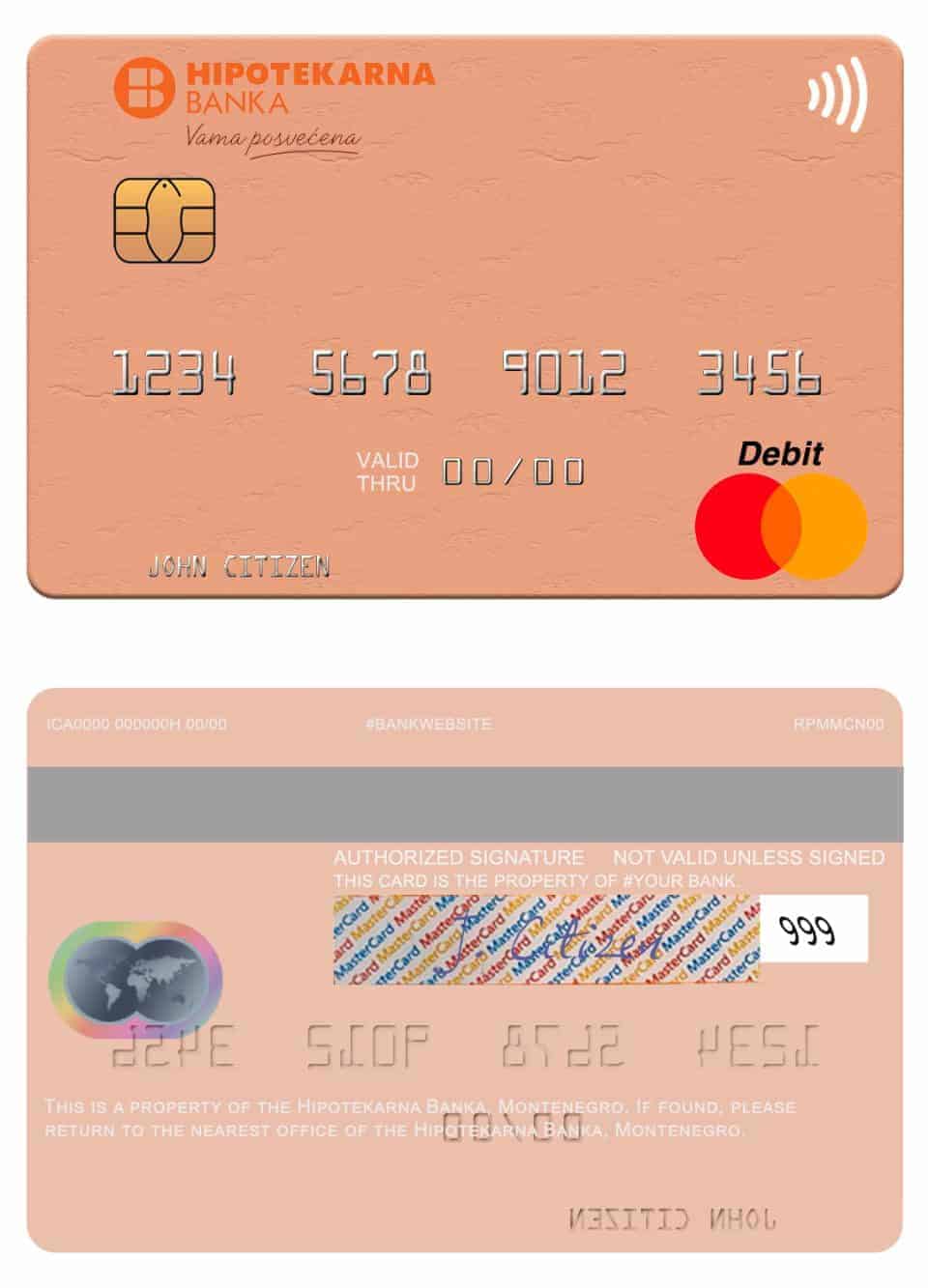 Editable Montenegro Hipotekarna bank mastercard Templates in PSD Format