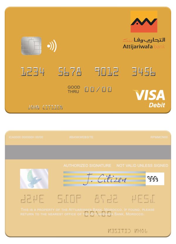 Editable Morocco Attijariwafa bank visa debit card Templates 600x833 - Cart