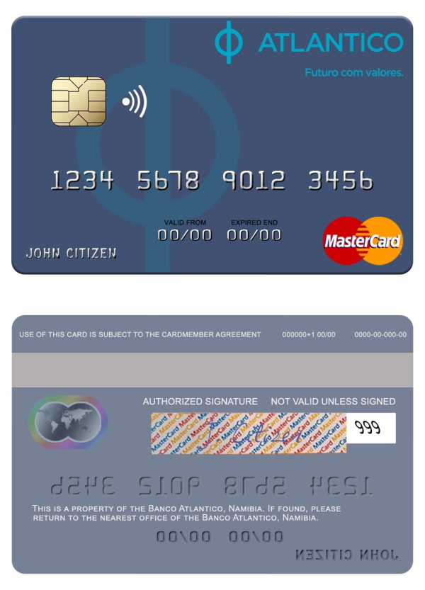 Editable Namibia Banco Atlantico mastercard Templates 600x833 - Cart