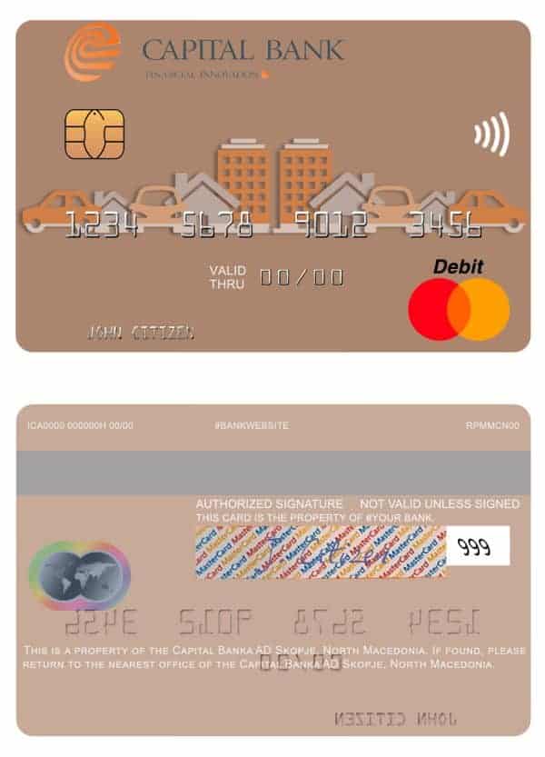 Editable North Macedonia Capital Banka AD Skopje mastercard Templates in PSD Format
