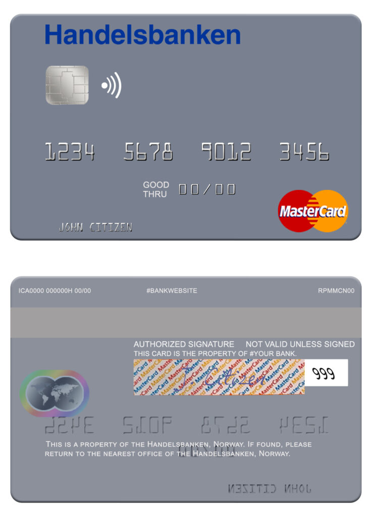 Editable Norway Handelsbanken mastercard Templates in PSD Format