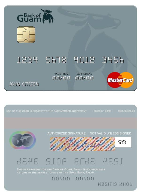 Editable Palau Bank of Guam mastercard Templates in PSD Format