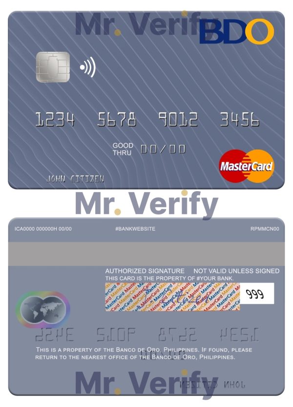 Editable Philippines Banco de Oro mastercard Templates in PSD Format 600x833 - Cart