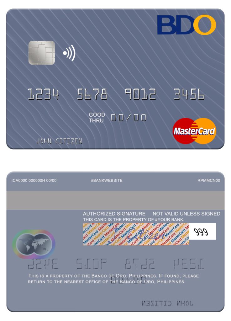 Editable Philippines Banco de Oro mastercard Templates in PSD Format